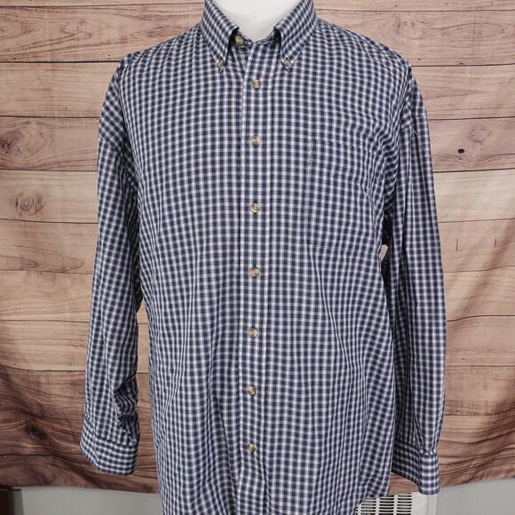 VAN HEUSEN WRINKLE FREE BROADCLOTH BLUE PLAID BUTTON DOWN SHIRT MENS SZ XXL 2XL - Picture 3 of 6